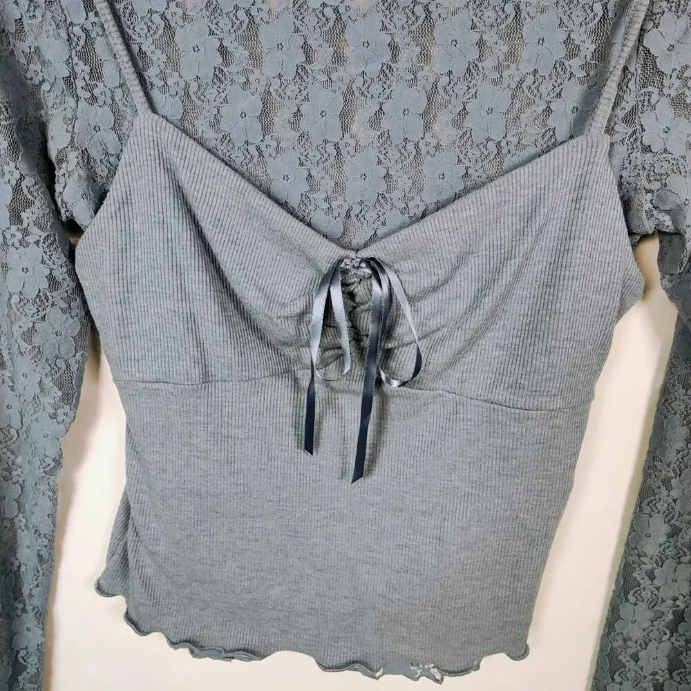 Rewind‎ Women's Medium Long Sleeve Lace Blouse NWOT - Picture 3 of 8